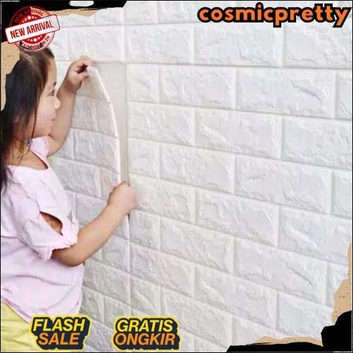Walpaper dinding 3d foam motif batu bata 70x77cm Diskon