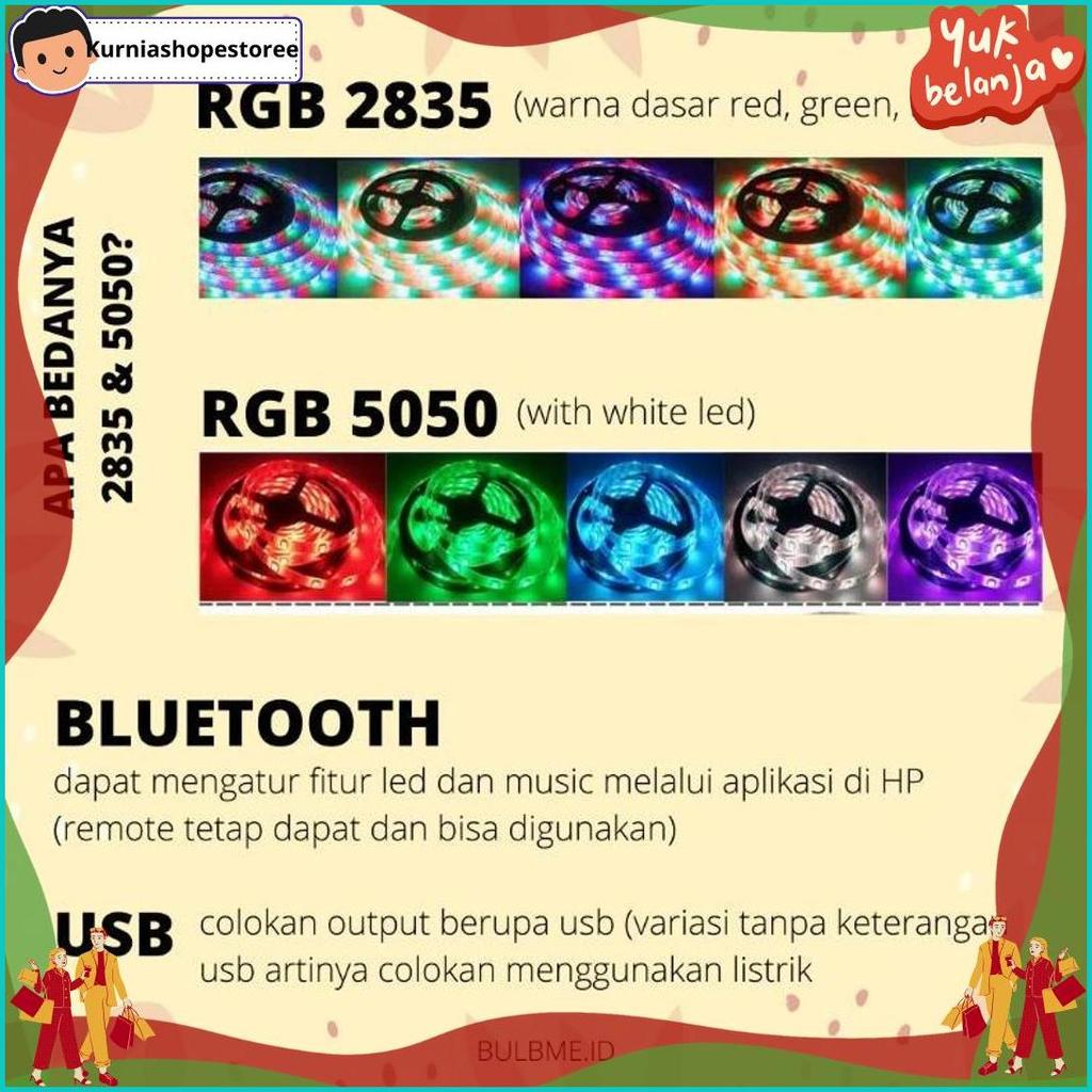 [Waterproof] Lampu led strip rgb 16 warna lampu kamar neon tiktok Termurah