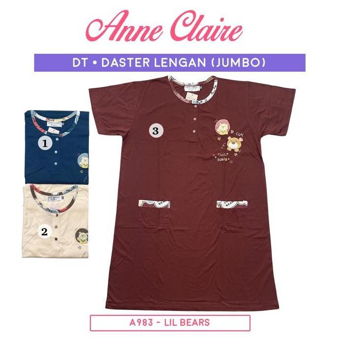 ANNE CLAIRE | Daster DT Lengan Pendek Jumbo Big size XL 2L Dewasa BabyDoll Baju Tidur Wanita