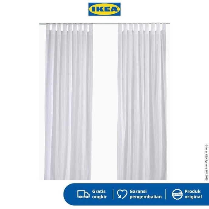 IKEA MATILDA Gorden Tipis 1 Pasang Dengan Tab Atas / Putih 140x250cm Katun