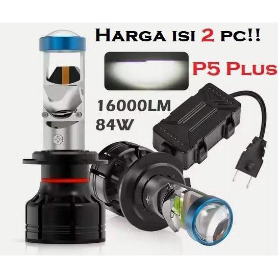 Lampu P5 PLUS h4 h11 h16 projector bi led projie lens 42W motor mobil