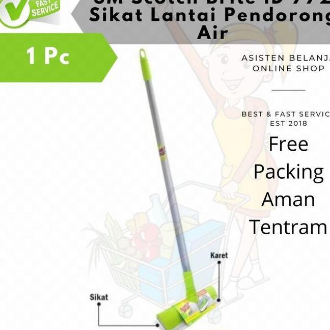 3M Scotch Te Id772 Id772 Sikat Lantai Pendorong Air Karet 2In1 Gagang Panjang