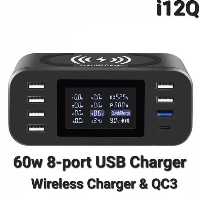 AVPRO i12Q 60w 8-port Smart USB Charger LCD Display w Wireless & QC3