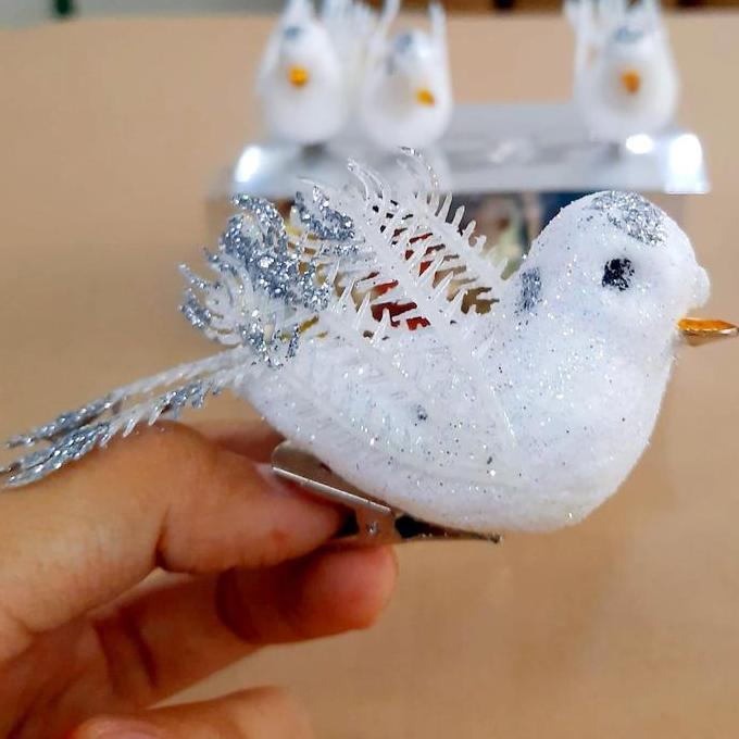 Dekorasi Burung Putih Set 3 Jepit Burung Merpati Hiasan Pohon Natal