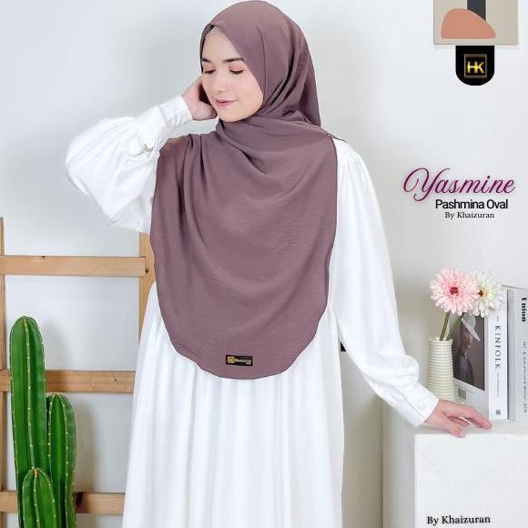 New- Khaizuran Pashmina Oval Syari Crinkle Air Flow Premium 192X102 Cm Jilbab Muslim Hitam Non Pad C