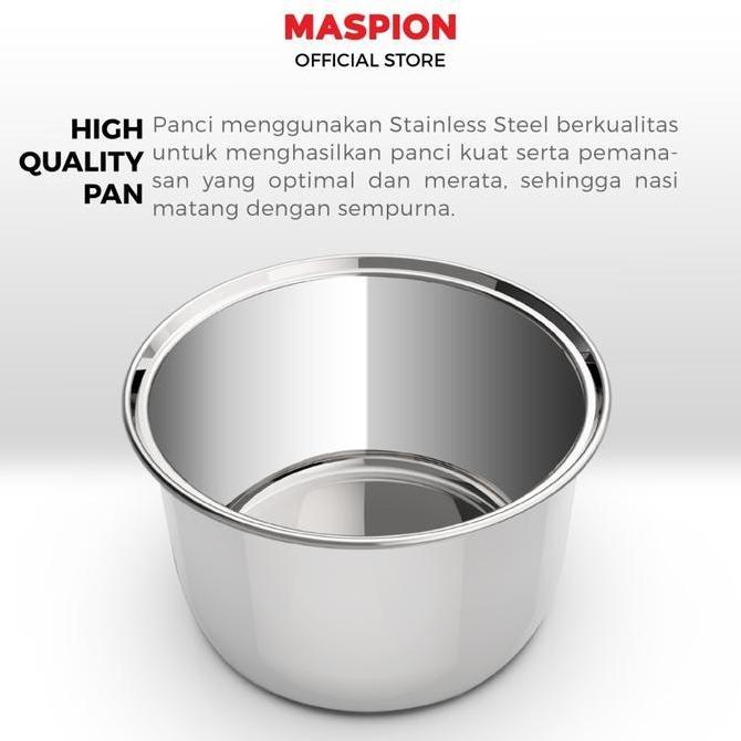 New- Rice Cooker Maspion Mrj 0623 Bss Panci Stainless 0,6 Liter Magic Com Penanak Nasi Warmer Steame