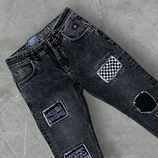 Mntp- Celana Skinny Jeans Cowo Stretch Sobek Catur Snow Grey Dan Snow Black