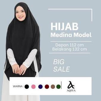 New- Medina By Aqiya Kerudung Bergo Super Jumbo Khimar Syar'I Crinkle Airflow Premium Garansi 100% J