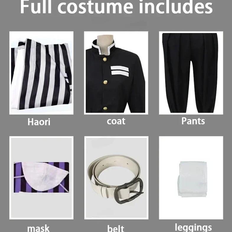 Anime Demon Slayer Kimetsu No Yaiba Iguro Obanai Haori Kimono Cosplay Costume Wig Snake Props White 