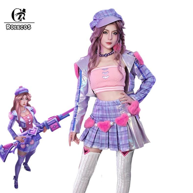 ROLECOS LOL Heartache & Heartthrob Caitlyn Cosplay Costume LOL Valentine's Day New Skin Women Cospla