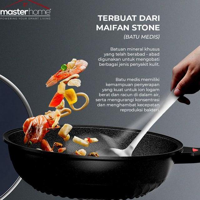 Masterhome Panci Minim Batu Medis Maifan Stone Smokeless Pan Wajan Anti Lengket Alat Baja