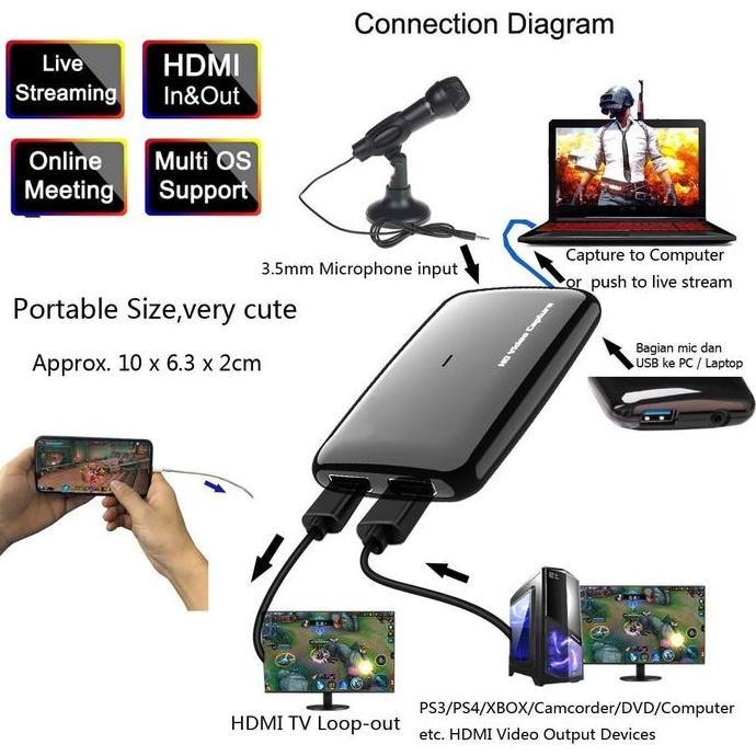 EZCAP 301 Game capture Live Video Streaming Grabber Box HD60 HDMI USB Terlaris