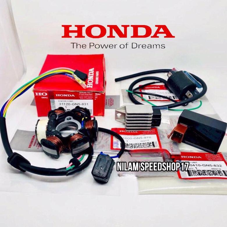 PAKET PENGAPIAN 4 ITEM SPUL+CDI+COIL+KIPROK HONDA GRAND ASTREA IMPRESSA WIN 100 KODE GN5 ORI
