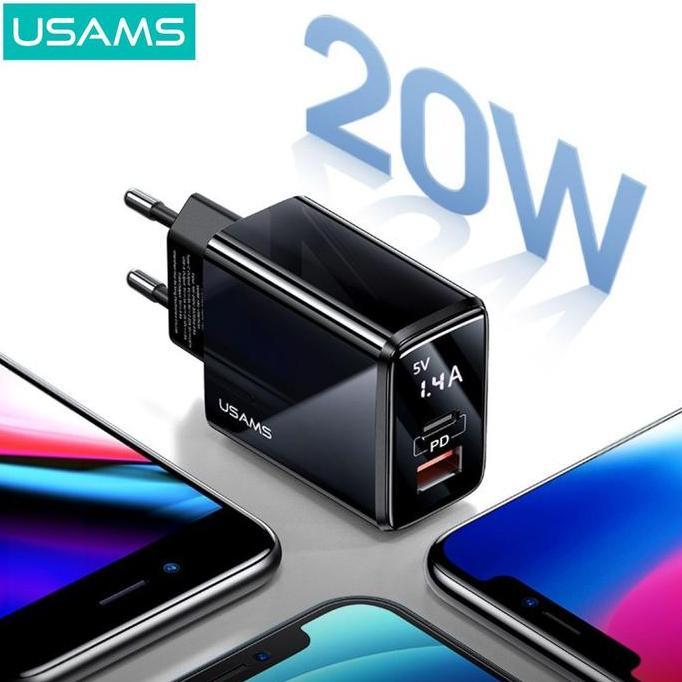 USAMS T40 Adapter Charger Fast Charge Digital Display QC3.0 PD 20W