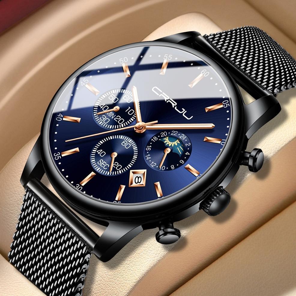 Wl Crrju Jam Tangan Pria/Wanita Cool Trendy Quartz Chronograph Stainless Steel Anti Air Chronograph 