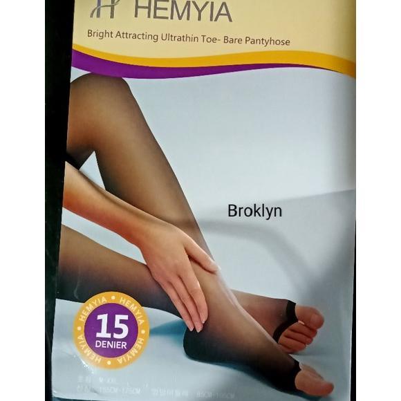 Slmtkaki- Hemyia Stoking Open Toe 15 Denier Hitam