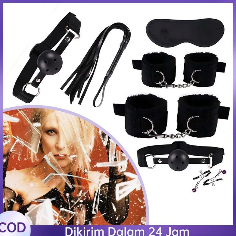 7pcs Borgol Sexy Sexy Lingerieing Wanita Cosplay Set Tali Borgol Pengikat Kaki Dan Tangan Cambuk Sex