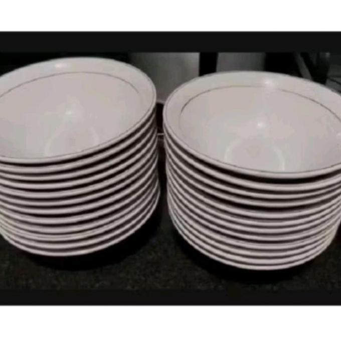 Mangkuk / mangkok keramik List Emas (6pcs)