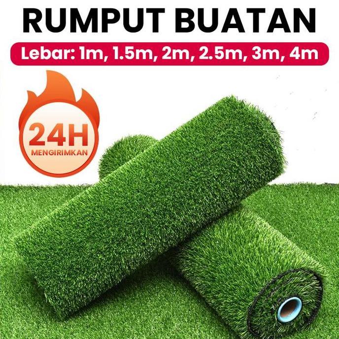 ASLI Rumput sintetis lebar 2m [panjang 20m-25m], tebal 30mm, kaet rumput buatan berkualitas tinggi 2