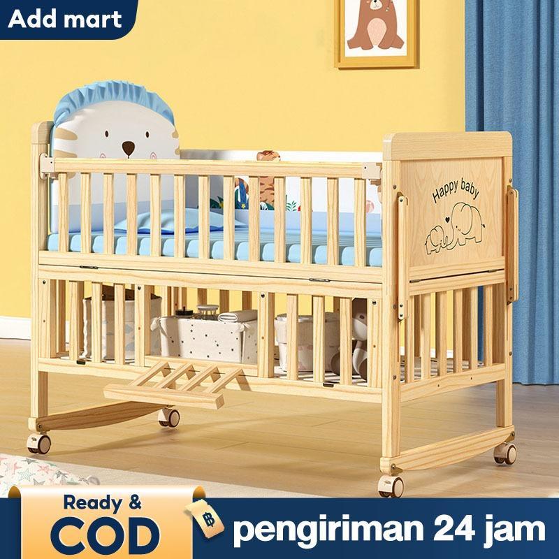 Dua Lapisan Tempat Tidur Bayi 0-10 Tahun Tempat Tidur Bayi Set Lengkap Ranjang Bayi Kayu Tempat Tidu