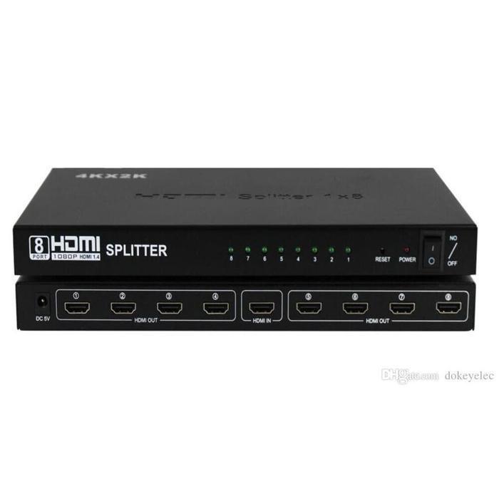 Hdmi Splitter 8 Port Full Hd 4K 3D 1-8 Port Video Splitter Untuk Dvd Player Komputer Laptop Dvr Cctv