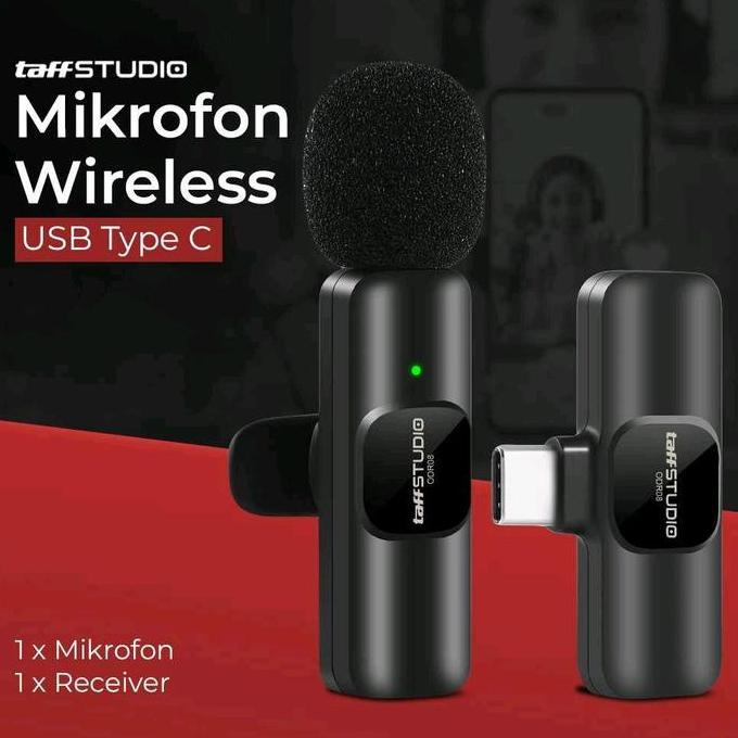 Volk- Mic Jepit Wireless Lavalier Portable Microphone Hp Smartphone Usb Type C