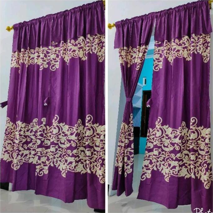 Romx- Gorden Jendela Serut Warna Ungu Serut Kain
