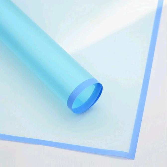 Flwr- ( 10 Lembar ) Kertas Buket Cellophane List Segi / Cellophane List / Kertas Buket List Biru