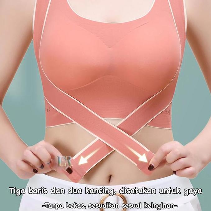 Grily- Lnr Shop Lokal Premium Sport Bra Seamless Model Kancing Depan Bisa Disesuaikan Size M-3Xl Den