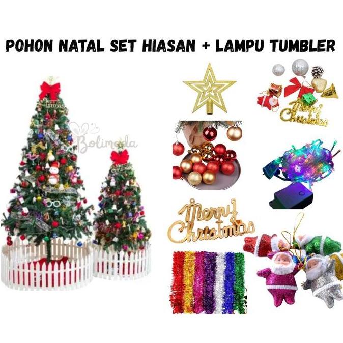 Terlaris Pohon Natal Pvc Ukuran 150 Cm Lengkap Hiasan Dan Lampu Tumbler/ Pohon Natal Set Hiasan