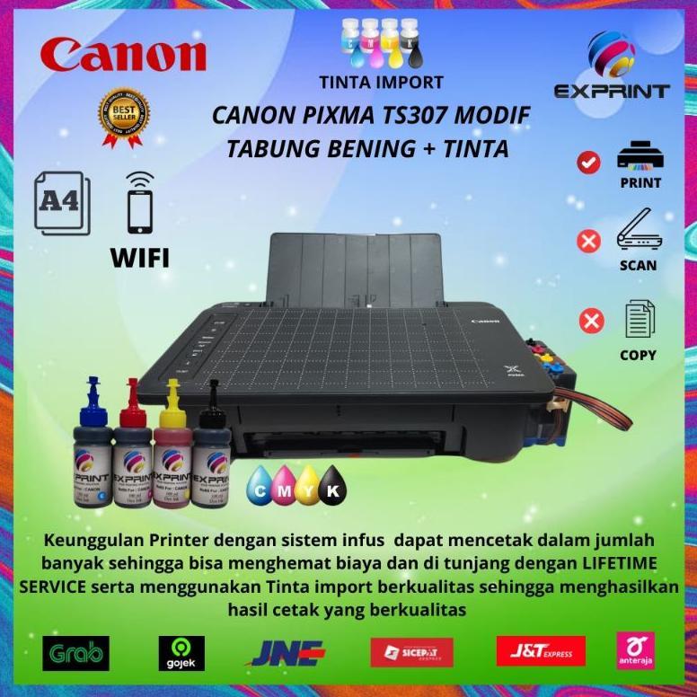 Printer Canon Pixma TS307 Wireless + Infus Tinta Hemat