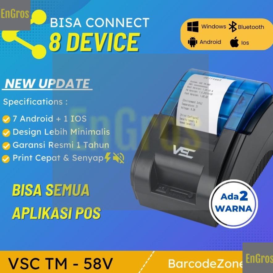 58V VSC PRINTER THERMAL BLUETOOTH VSC 58V Kasir PPOB Desktop Print No Batre 58MM Termal TM-58V
