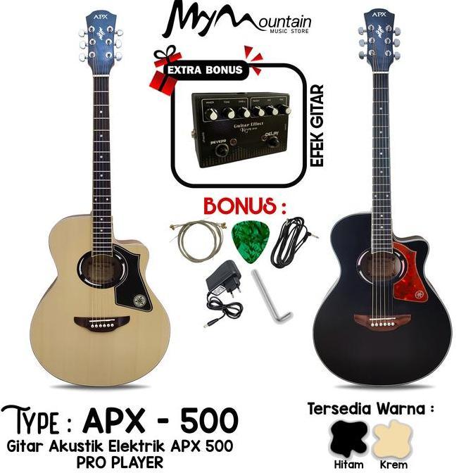 Paket Hemat Gitar Akustik Elektrik APX PRO PLAYER Efek Delay dan Reverb