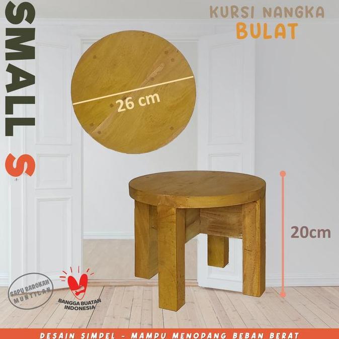 Dkrs- Kursi Bangku Jongkok / Dingklik Kayu Nangka Tipe Bulat Small