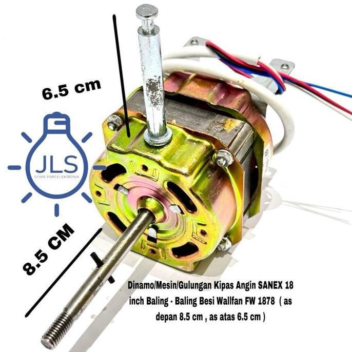 Dinamo/Mesin/Gulungan Kipas Angin SANEX 18 inch Baling - Baling Besi Wallfan FW 1878 ( as depan 8.5 