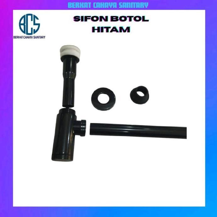 RAAFAA_DAYS - SIFON BOTOL STAINLESS HITAM P-TRAP WASTAFEL POP UP