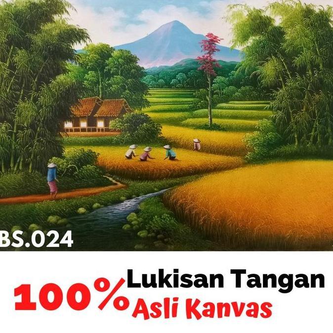 Lukisan Dinding Pemandangan Alam Sawah Dekorasi Rumah Lukisan Kanvas Kode 1109