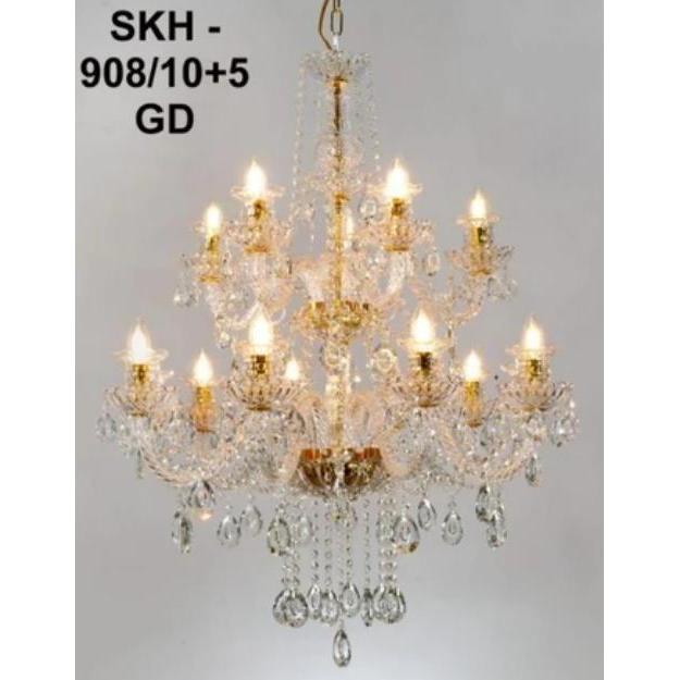 TERMURAH - LAMPU GANTUNG KRISTAL AIR & KRISTAL GELAS 2 TINGKAT / LAMPU HIAS MEWAH