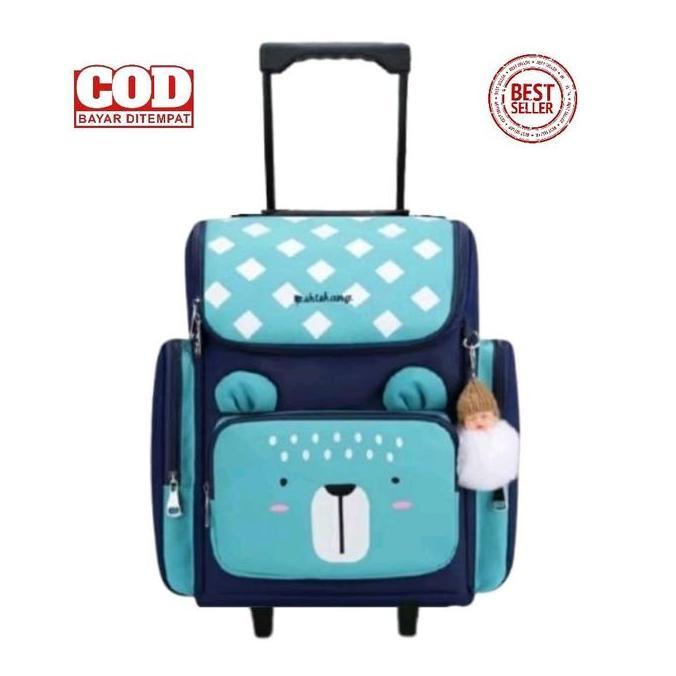 Kyut- Bisa Bayar Ditempat - Tas Dorong Anak Sekolah - Troli Anak Murah Polos - Tas Koper Bisa Di Dor