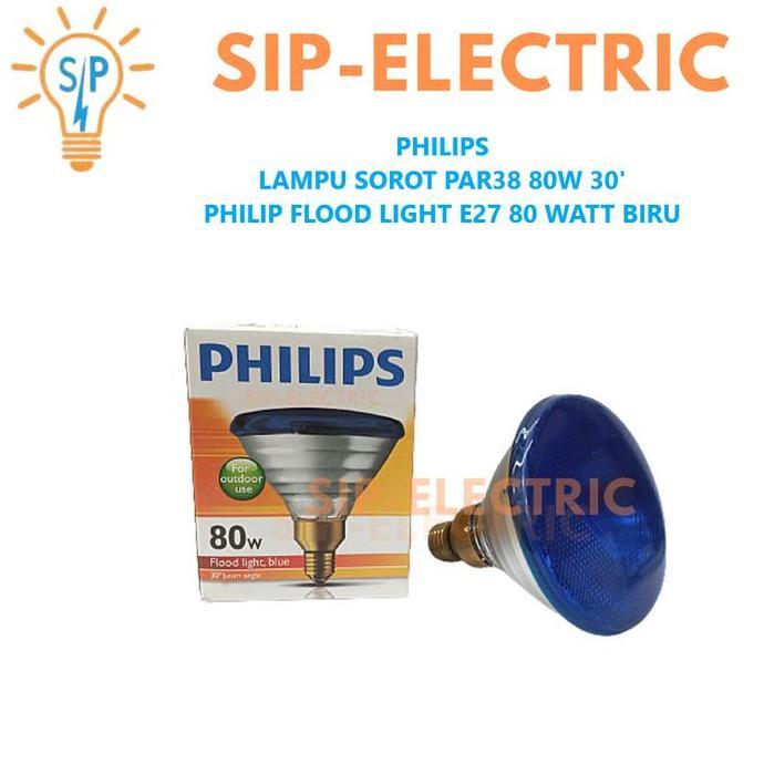 BEBAS ONGKIR - PHILIPS LAMPU SOROT PAR38 80W 30' / FLOOD LIGHT E27 80 WATT BIRU