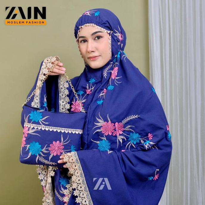 Syukron- Zain - Mukena Dewasa Katun Bordir Bunga Zaskia Mewah Exlusive