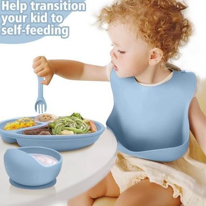 Terbaru Cookglory Set Piring Makan Bayi Silikon - Piring Silikon Bebas Bpa & Set Makan Penting