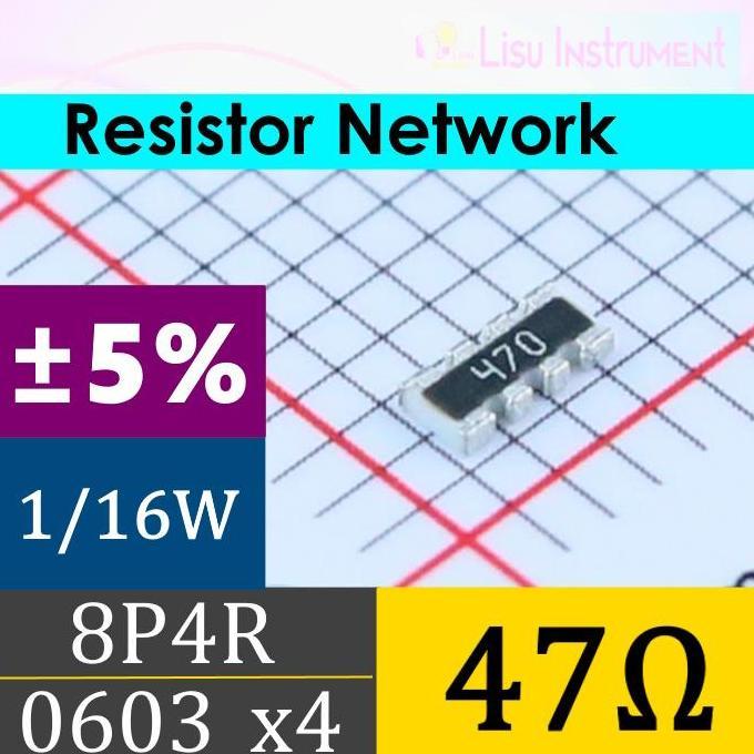 47 0603X4 8P4R 5% NETWORK RESISTOR ARRAY 47R 470 SMD 4D03WGJ0470T5E UNI-ROYAL