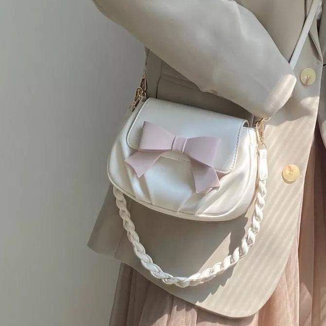 Pengiriman Cepat Tas Selempang  Kulit Wanita Sling Bag Kulit Wanita Tas Kulit Wanita Kekinian Pita L