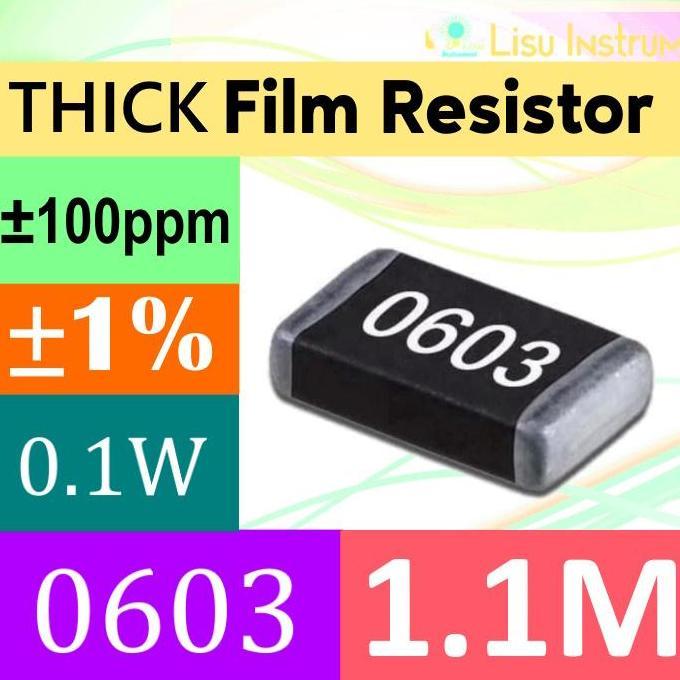 1.1M 0603 1608(MM) 1% THICK FILM RESISTOR SMD 100MW 1.1M 1M1