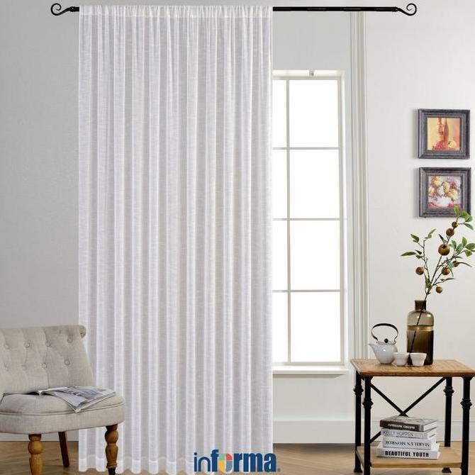 TERLARIS - Informa 280X300 cm Tirai Vitrase Textured - Putih Gorden Jendela Tipis Kain Pelapis Penut