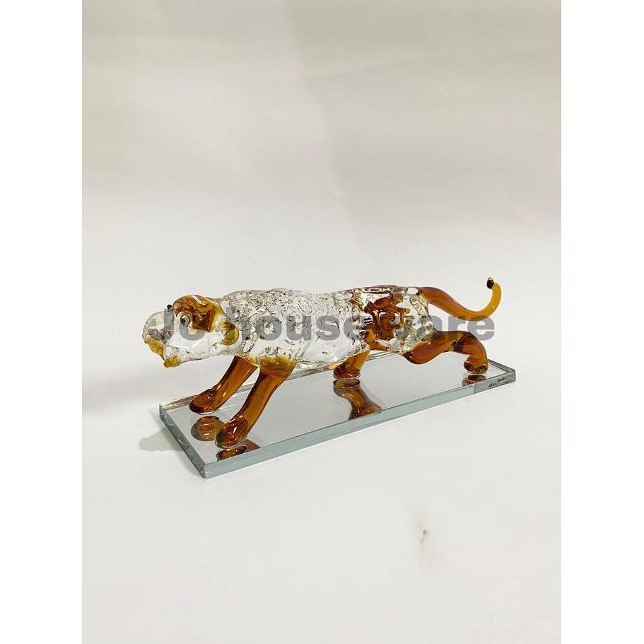 Pajangan kristal jaguar unik gelas kaca hiasan dekorasi lemari F05
