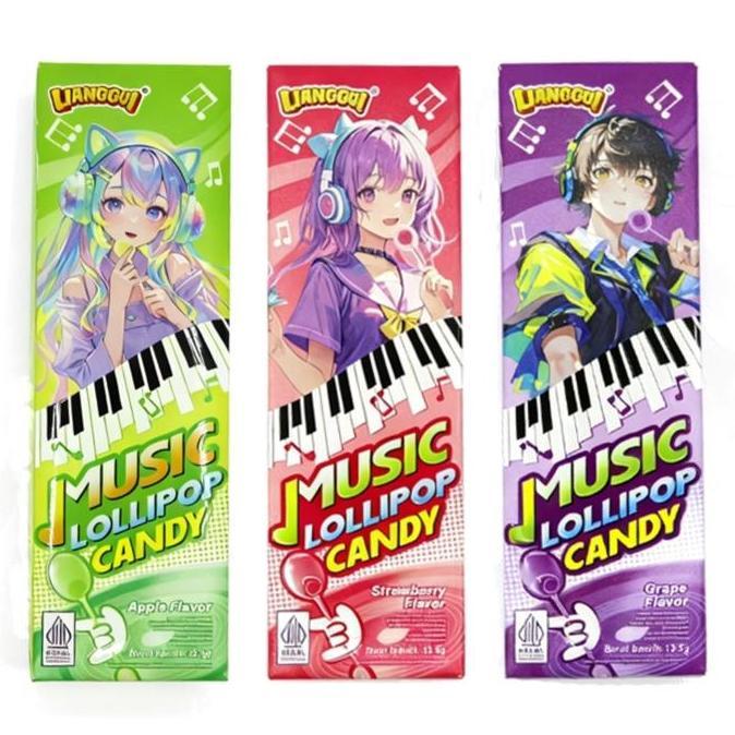 Lianggui Music Lolipop Candy Berbagai Rasa 13.5gr / Permen keras musik