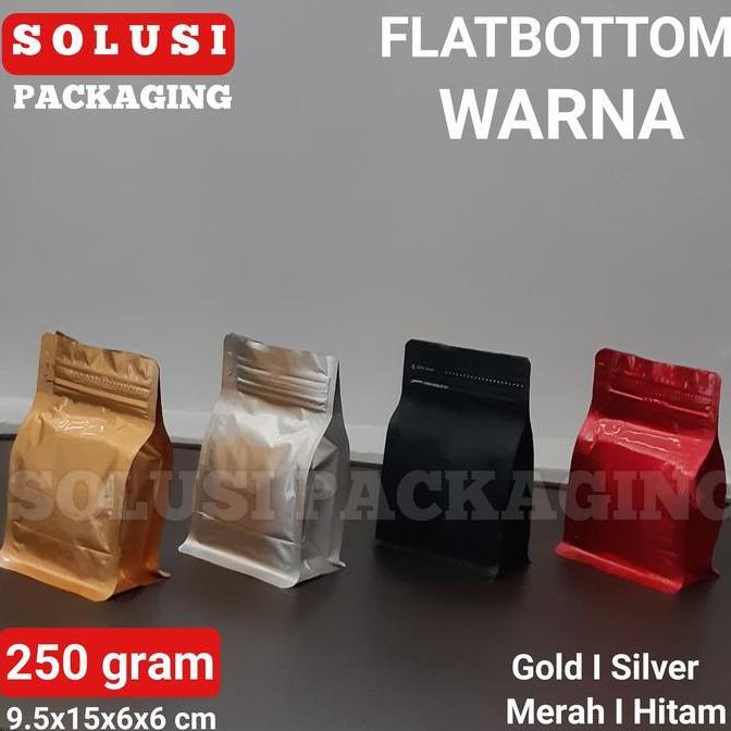 FLATBOTTOM WARNA 250GRAM/STANDING POUCH/PLASTIK KLIP KEMASAN KOPI