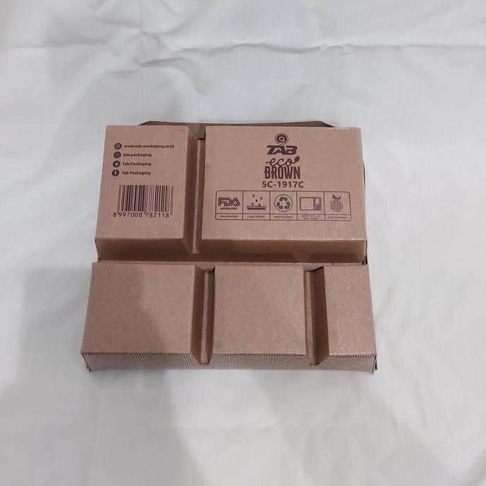 Lunch Box sekat 5 Kraft Coklat per 50 pcs Paper Rice Box Dus Nasi